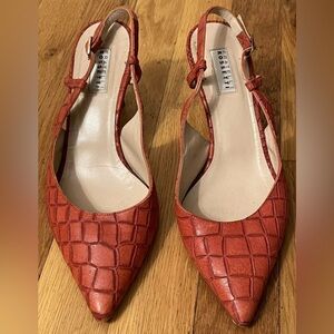FRATELLI ROSSETTI red leather shoes slingback heels 37 6.5